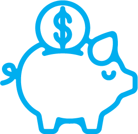 Budget - a piggy bank with a coin