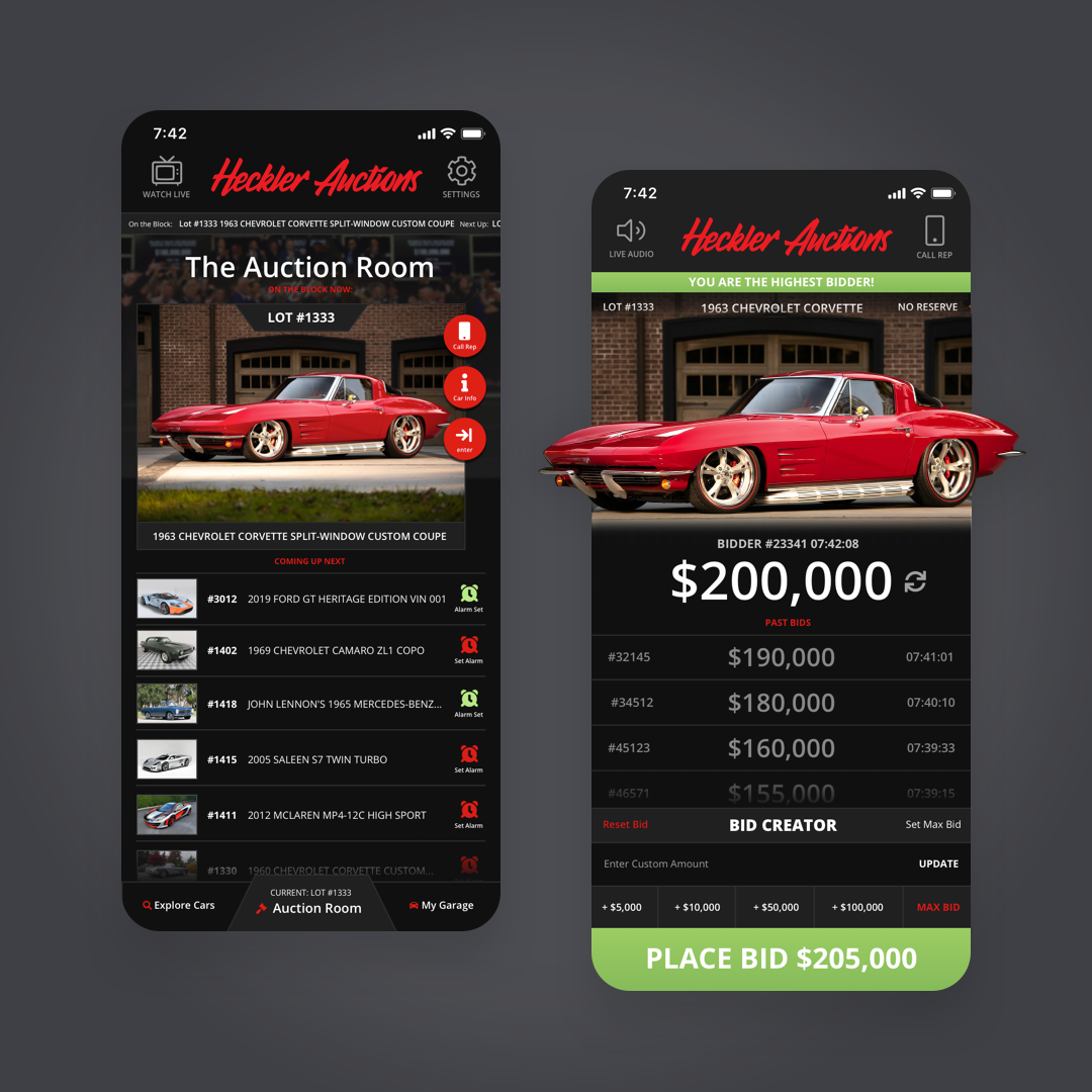 UI prototype for Barrett Jackson