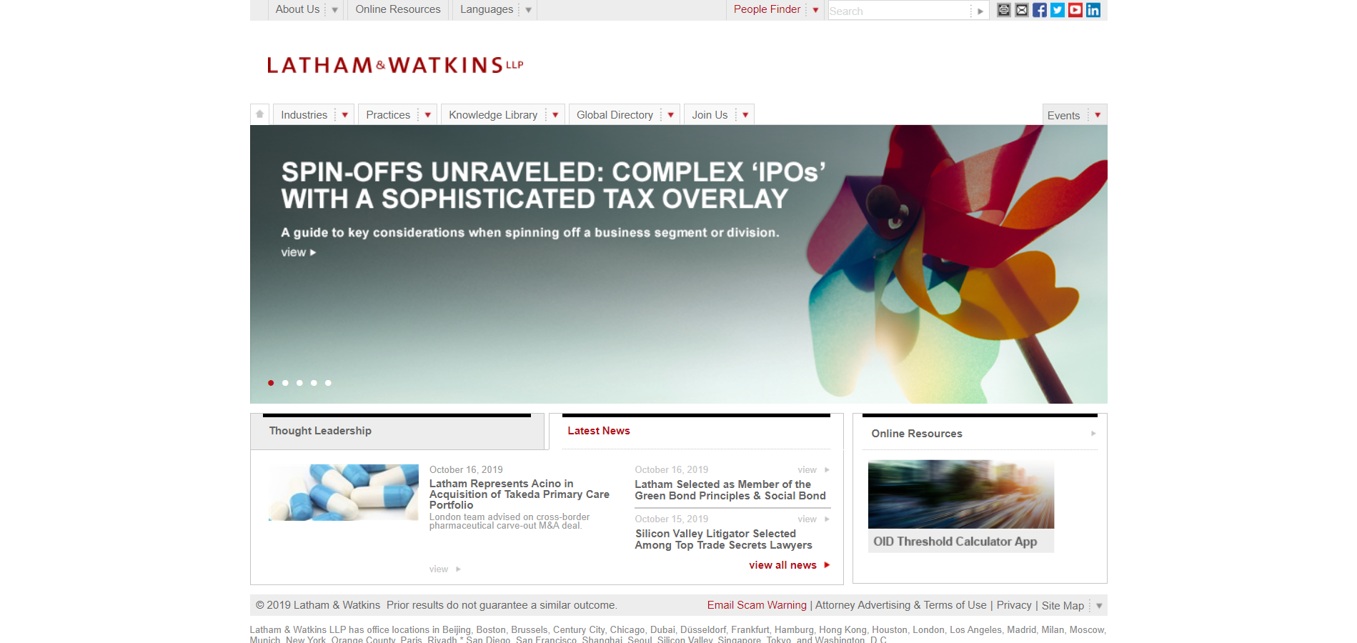 Law Firm Website - Latham and Watkins homepage