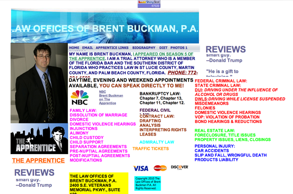 A screenshot of the Brent Buckman website