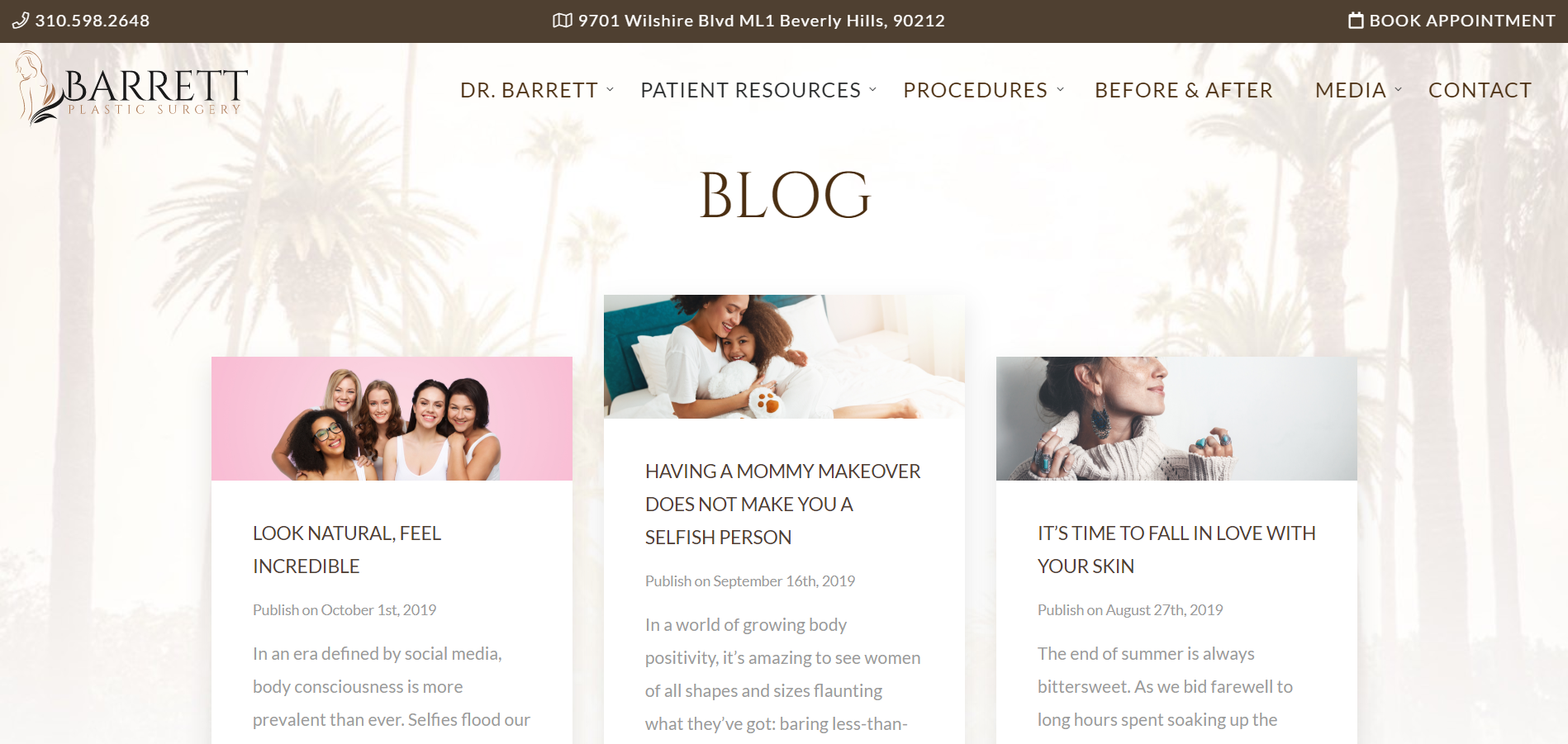 The blog on the Barrett Plastic Surgery website
