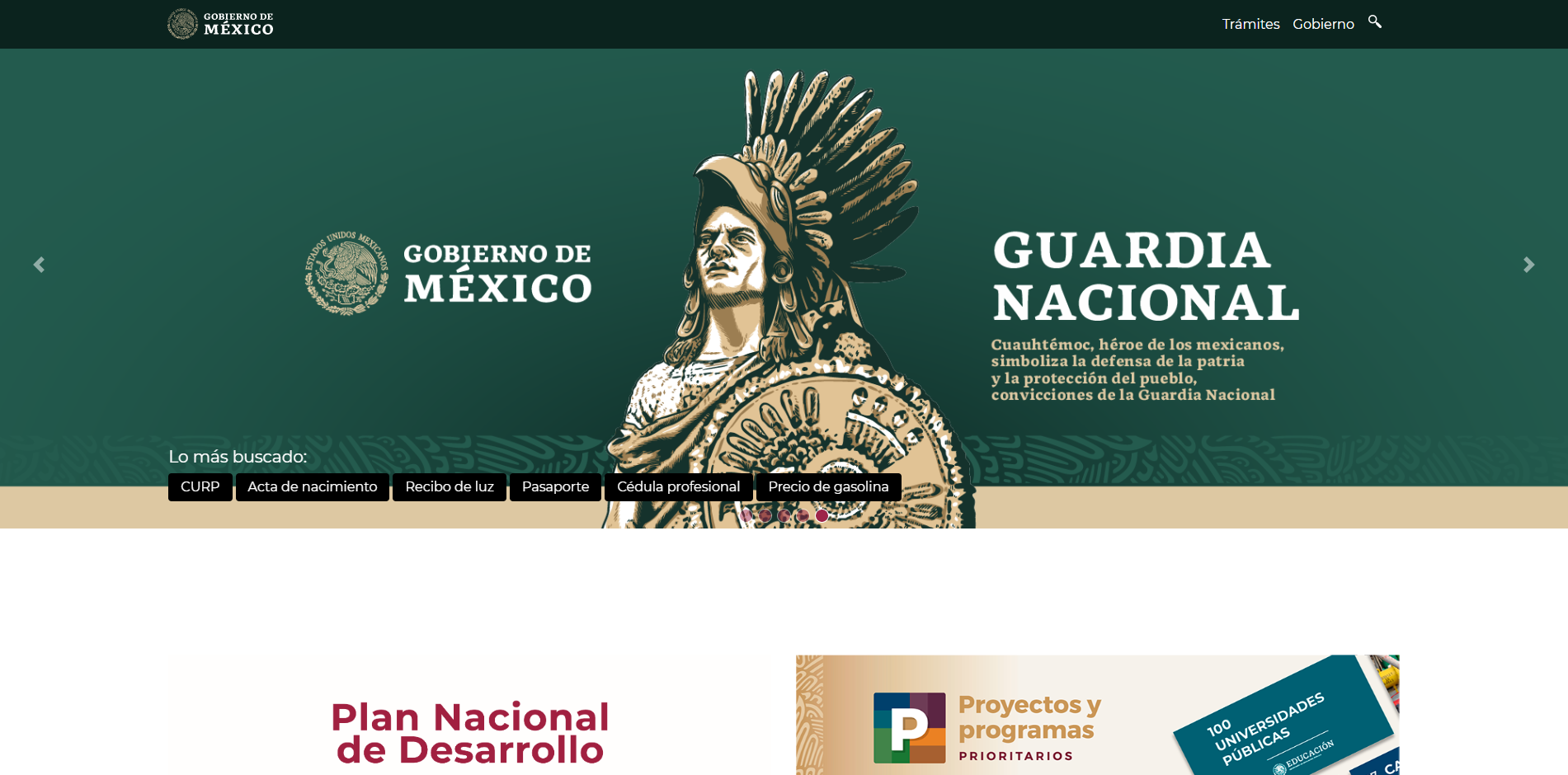 Gobierno de México website in Spanish