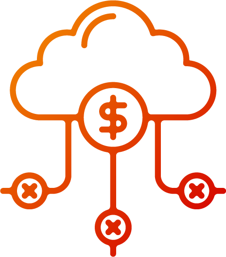 a cloud with a dollar sign and three connections