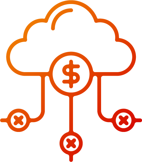 a cloud with a dollar sign and three connections