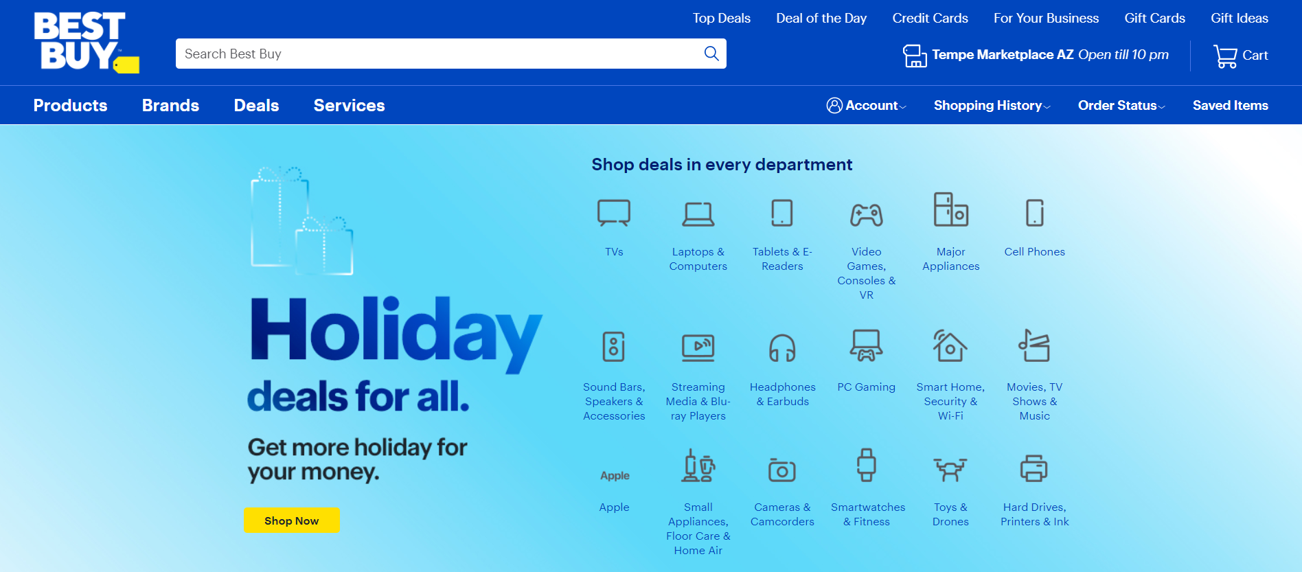 A screenshot of the Best Buy holiday website