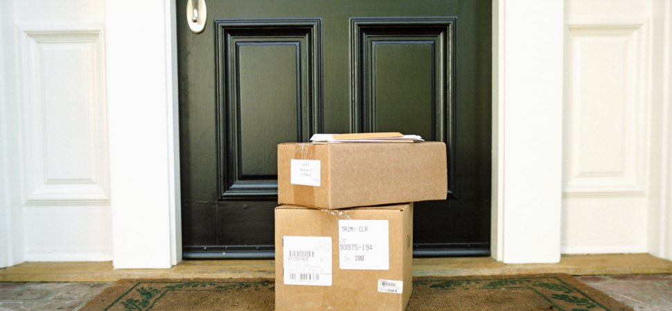 Two packages on a front porch