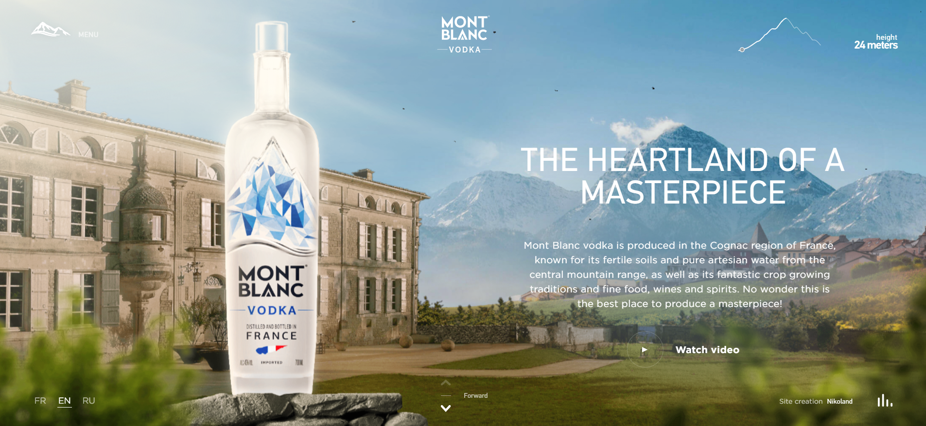 The Mont Blanc Vodka parallax website