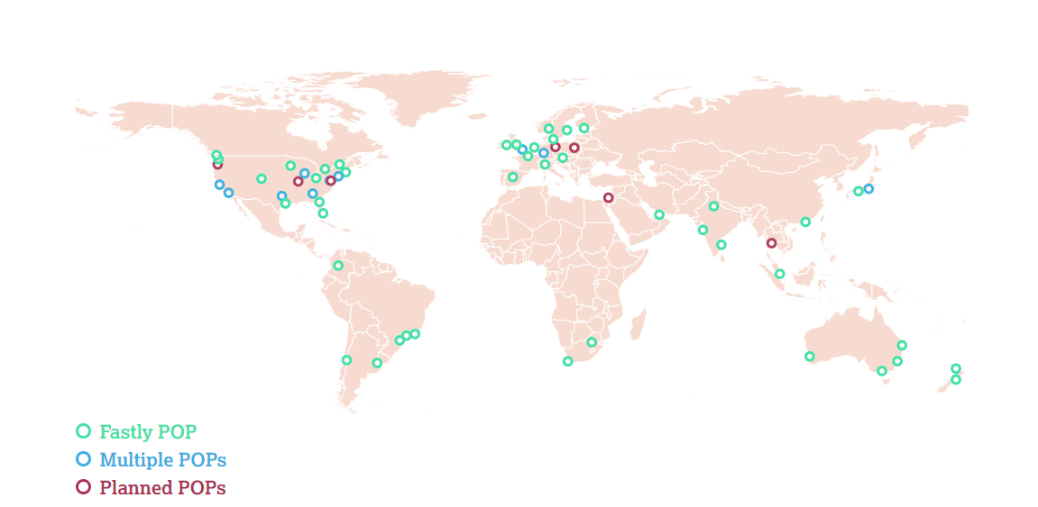 A network map of Fastly's strategic locations