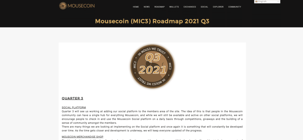 Mousecoin's single-page Quarter 3 report