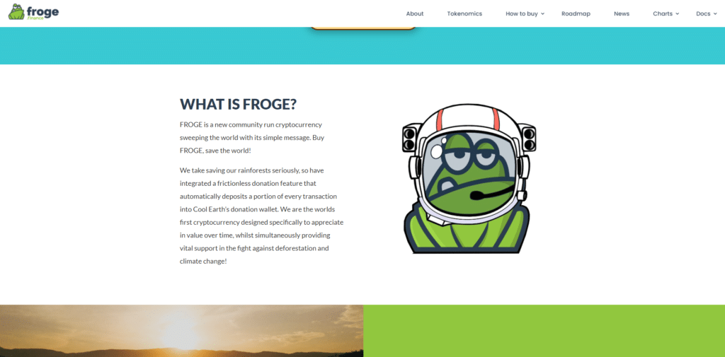 Froge charity coin website design