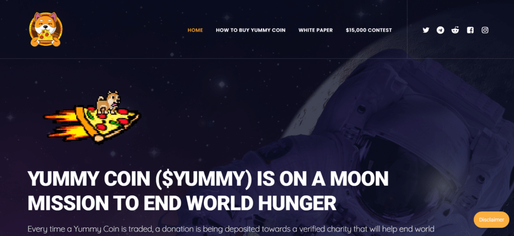Yummy charity coin website design
