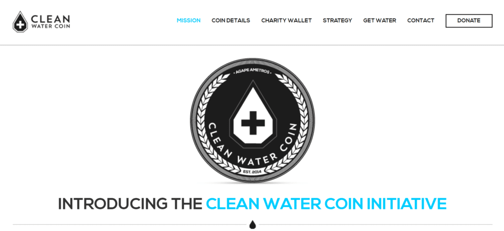 Clean Water Coin website design