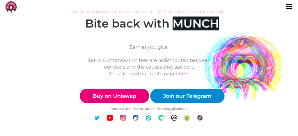 Munch charity token website design