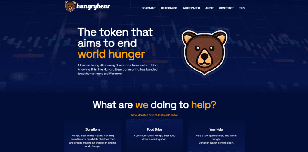 Hungry bear charity coin website design