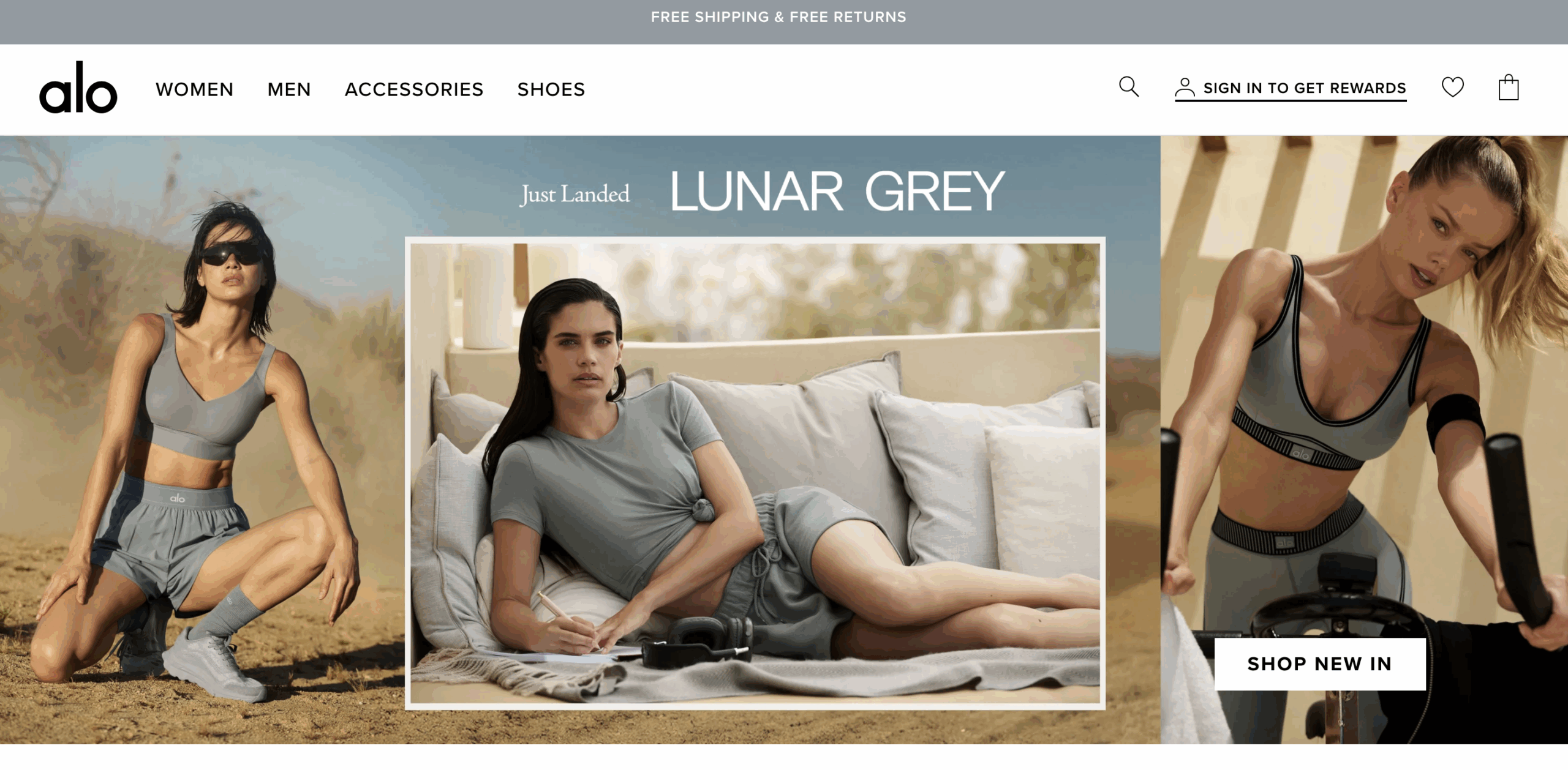 ALO Yoga Luxury Brand on Shopify homepage