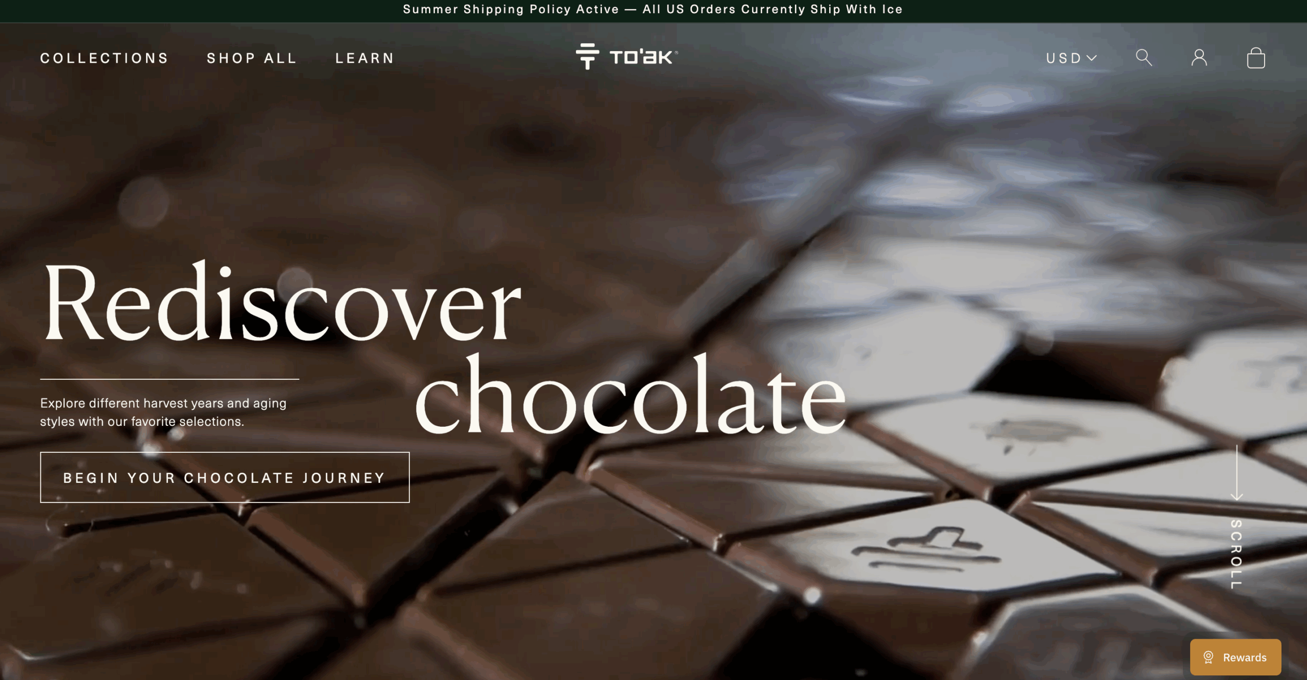 To'ak Chocolate homepage - Shopify Luxury Store