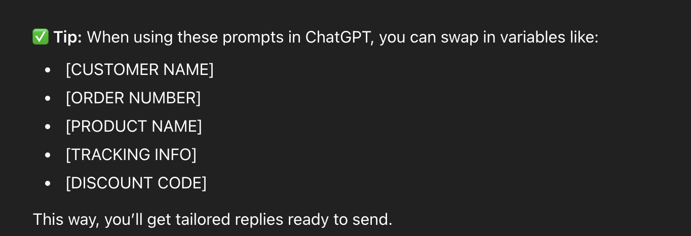 Tips for writing ChatGPT prompts for customer support