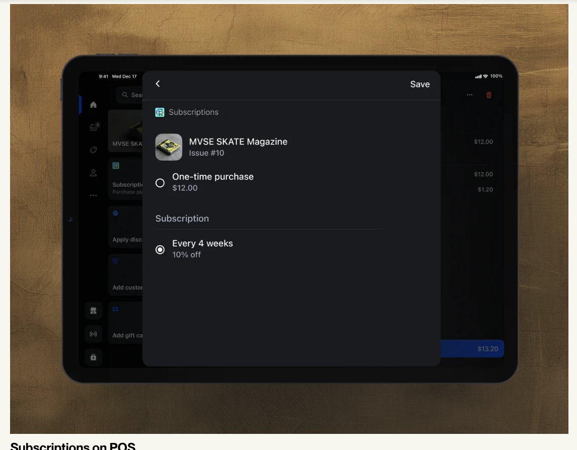 Subscriptions on Shopify POS