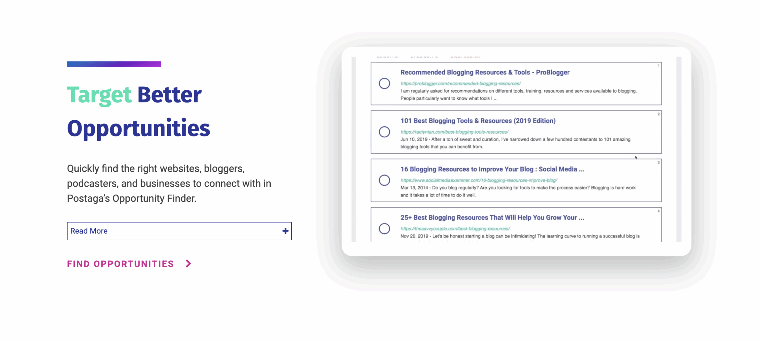 Postaga, the AI SEO tool for link building 