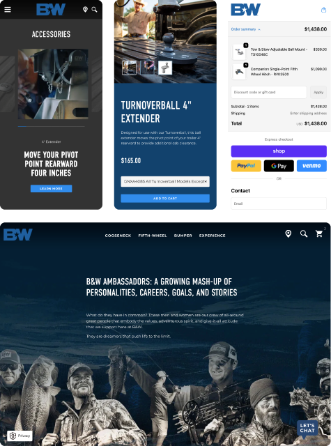 Mobile screens and desktops for BW Trailers